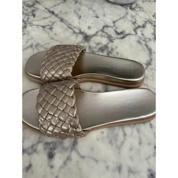 Dolce Vita Womens Gold Grazie Basketweave Slip On Slide Sandals Size US 8 - Picture 3 of 5